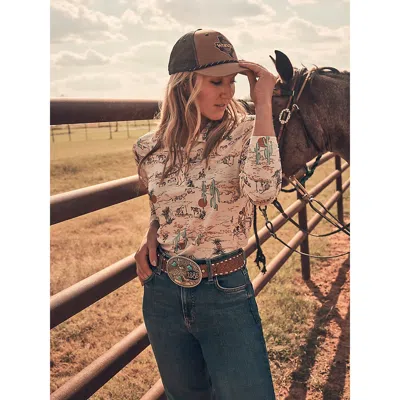 Wrangler Women's  Skye Performance Quarter Snap Pullover In Cream In Multi