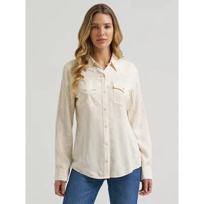 Wrangler Women's  Statement Sierra Western Slim Snap Shirt In Cream In Neutral