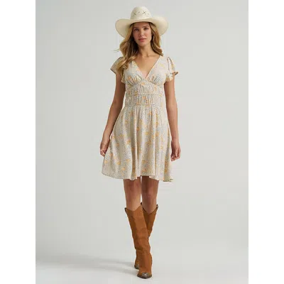 Wrangler Women's  Tiered Bodice Dress In Tan In Blue