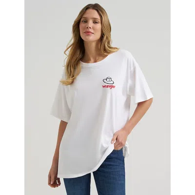 Wrangler Women's  Western Back Graphic Oversized Tee In Bull Rider In White