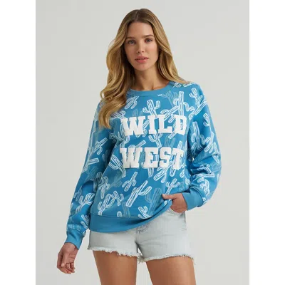 Wrangler Women's  Wild West Crew Sweatshirt In Blue