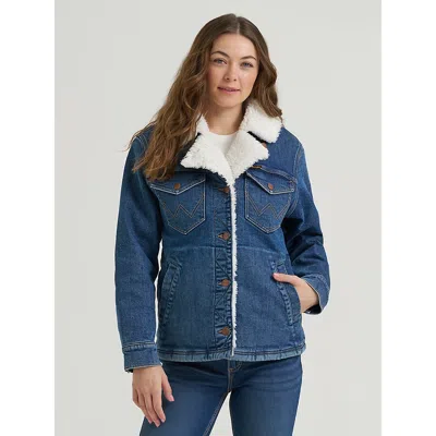 Wrangler Women's  Wrange Denim Sherpa Jacket In Denim
