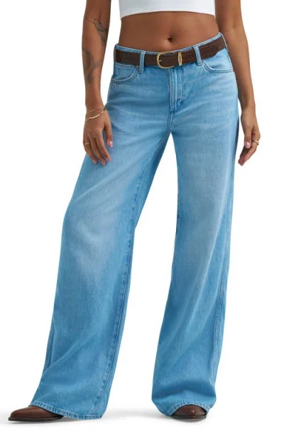 Wrangler Worldwide Mid Rise Wide Leg Jeans In Blue