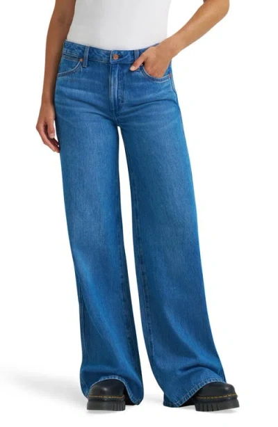 Wrangler Worldwide Mid Rise Wide Leg Jeans In Blue