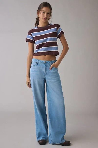 Wrangler Worldwide Ultra Soft Mid-rise Wide Leg Jean In Prairie Pathway, Women's At Urban Outfitters In Blue