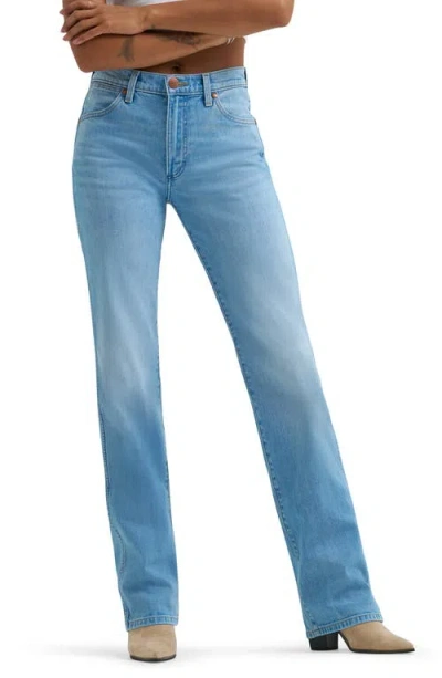 Wrangler Wrancher Mid Rise Bootcut Jeans In Blue