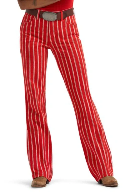 Wrangler Wrancher Rope Stripe Mid Rise Bootcut Jeans In Red
