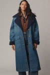 Wrangler Wrange Sherpa-fleece-lined Denim Coat Jacket In Blue
