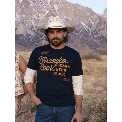 Wrangler X Coors Logo T-shirt In Navy In Blue