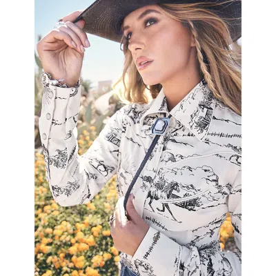 Wrangler X Lainey Wilson Country Toile Western Snap Shirt In Landscape Print In Multi