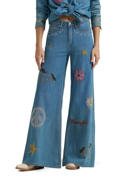 Wrangler X Lainey Wilson Embroidered Cheeky Wide Leg Jeans In Multi