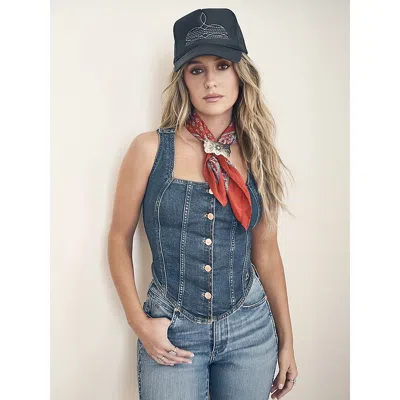 Wrangler X Lainey Wilson Pony Up Bustier Top In Boho Wash In Blue