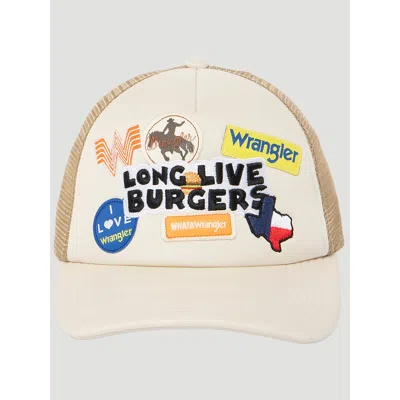 Wrangler X Whataburger Patch Trucker Hat In Beige In Multi