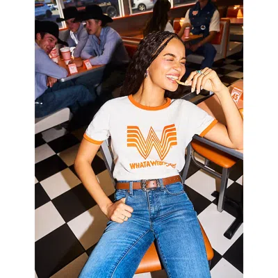 Wrangler X Whataburger Women's Ringer Tee In Marshmallow In Multi