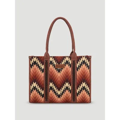 Wrangler Zig Zag Print Wide Tote In Brown