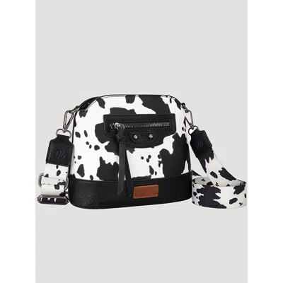Wrangler Zippered Cow Print Cross Body In Black