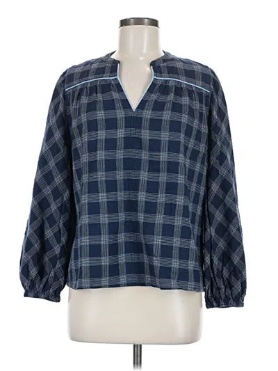 Pre-owned Wrap 3/4 Sleeve Blouse In Blue