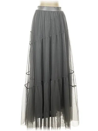 Pre-owned Wrap Formal Skirt In Gray