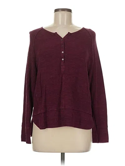 Pre-owned Wrap Long Sleeve Blouse In Burgundy
