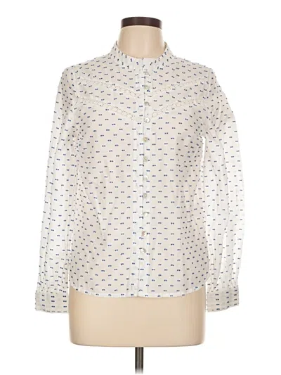 Pre-owned Wrap Long Sleeve Blouse In White