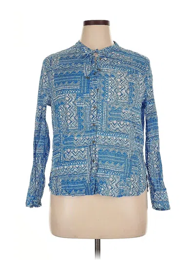 Pre-owned Wrap Long Sleeve Button Down Shirt In Blue