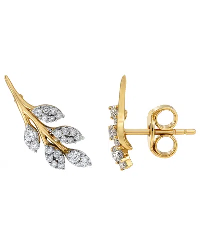 Wrapped Diamond (1/4 Ct. T.w.) Leaves Earrings In 14k Yellow Gold