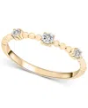 Wrapped Diamond Beaded Narrow Stack Band (1/10 Ct. T.w.) In 10k Gold, Created For Macy's In Yellow Gold