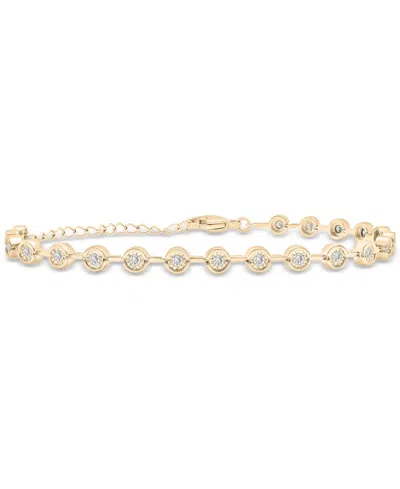 Wrapped Diamond Bezel Tennis Bracelet (1/2 Ct. T.w.) In Sterling Silver Or 14k Gold-plated Sterling Silver,