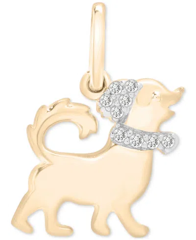 Wrapped Diamond Chinese Zodiac Charm Pendant (1/20 Ct. T.w.) In 10k Gold, Exclusively At Macy's In Dog