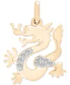 Wrapped Diamond Chinese Zodiac Charm Pendant (1/20 Ct. T.w.) In 10k Gold, Exclusively At Macy's In Dragon