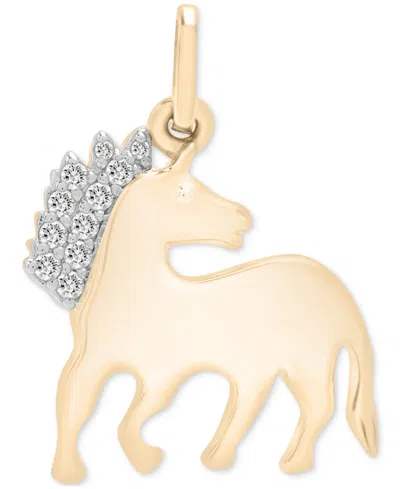 Wrapped Diamond Chinese Zodiac Charm Pendant (1/20 Ct. T.w.) In 10k Gold, Exclusively At Macy's In Horse