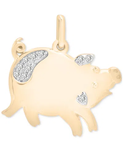 Wrapped Diamond Chinese Zodiac Charm Pendant (1/20 Ct. T.w.) In 10k Gold, Exclusively At Macy's In Pig