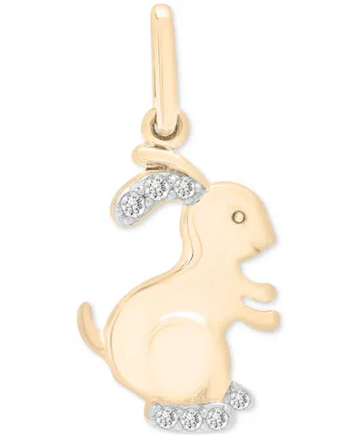 Wrapped Diamond Chinese Zodiac Charm Pendant (1/20 Ct. T.w.) In 10k Gold, Exclusively At Macy's In Rabbit