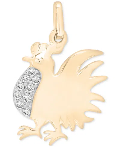 Wrapped Diamond Chinese Zodiac Charm Pendant (1/20 Ct. T.w.) In 10k Gold, Exclusively At Macy's In Rooster