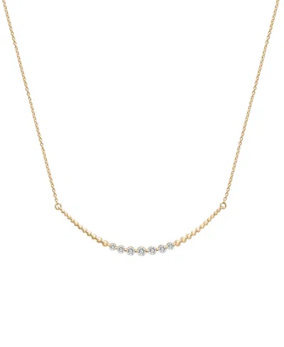 Wrapped Diamond Curved Bar Statement Necklace (1/4 Ct. T.w.) In 14k Gold, 15" + 2" Extender, Created For Mac