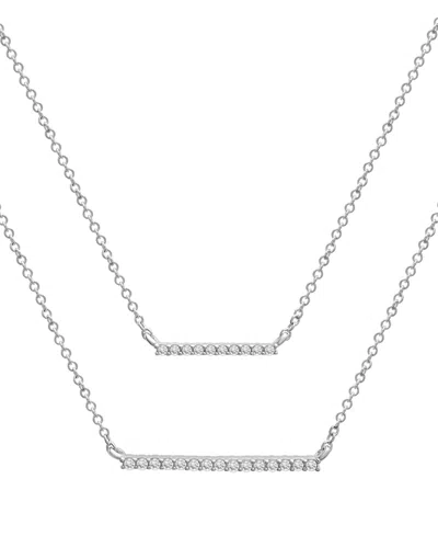 Wrapped Diamond Double Bar Layered Necklace (1/6 Ct. T.w.) In 10k White Or Yellow Gold, 17" + 1" Extender, C In White Gold