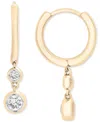 Wrapped Diamond Double Bezel Dangle Hoop Earrings (1/4 Ct. T.w.) In 14k Gold, Created For Macy's In Yellow Gold