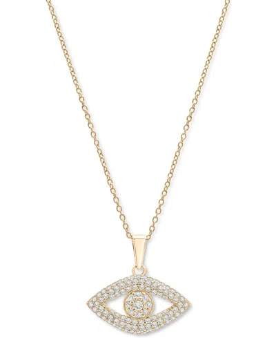 Wrapped Diamond Evil Eye Pendant Necklace (1/4 Ct. T.w.) In 10k Gold, 17" + 1" Extender, Created For Macy's In Yellow Gold