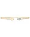 Wrapped Diamond Evil Eye Wire Cuff Bangle Bracelet (1/10 Ct. T.w.) In 14k Gold, Created For Macy's In Yellow Gold