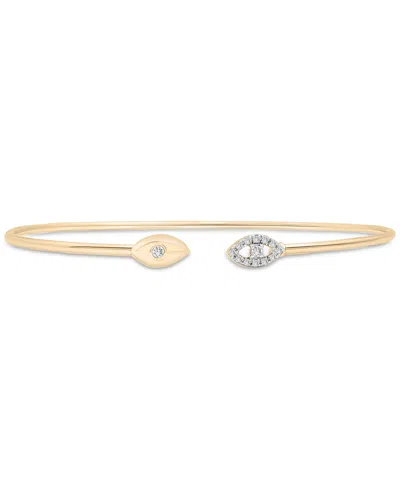 Wrapped Diamond Evil Eye Wire Cuff Bangle Bracelet (1/10 Ct. T.w.) In 14k Gold, Created For Macy's In Yellow Gold