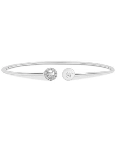 Wrapped Diamond Halo Cuff Bangle Bracelet (1/10 Ct. T.w.) In 10k Gold, Created For Macy's In Silver