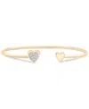 Wrapped Diamond Heart Cluster Cuff Bangle Bracelet (1/10 Ct. T.w.) In 10k Gold, Created For Macy's In Yellow Gold