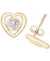 Wrapped Diamond Heart Stud Earrings (1/6 Ct. T.w.) In 14k Gold, Created For Macy's In Yellow Gold