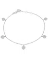Wrapped Diamond Pave Dangle Heart Link Bracelet (1/6 Ct. T.w.) In 14k White Gold, Created For Macy's In White Gold