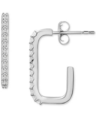 WRAPPED DIAMOND RECTANGULAR SMALL HOOP EARRINGS (1/6 CT. T.W.) IN 14K WHITE GOLD, MACY'S EXCLUSIVE