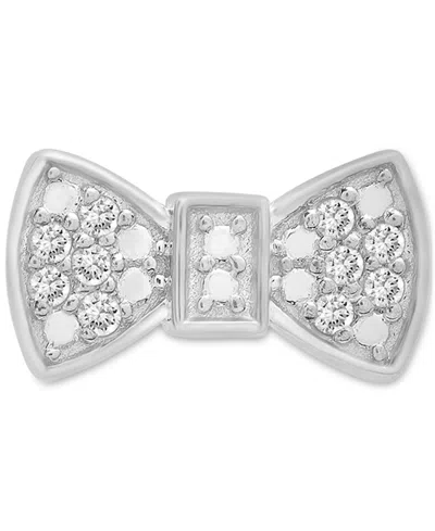 Wrapped Diamond Single Stud Earring (1/20 Ct. T.w.) In 10k White Or Yellow Gold, Exclusively At Macy's In Bow White Gold