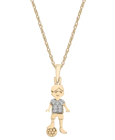 Wrapped Diamond Soccer Boy Pendant Necklace (1/20 Ct. T.w.) In 10k Gold, 18" + 2" Extender, Created For Macy