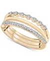 Wrapped Diamond Triple Row Stack Look Ring (1/4 Ct. T.w.) In 10k Gold, Created For Macy's In Yellow Gold