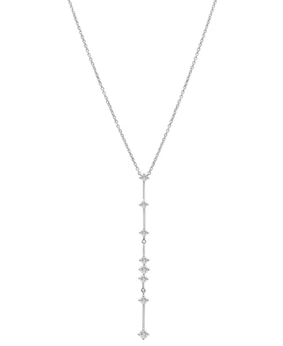 Wrapped Diamond Vertical Line Lariat Necklace (1/3 Ct. T.w.) In 10k White Gold, 17" + 1" Extender, Created F