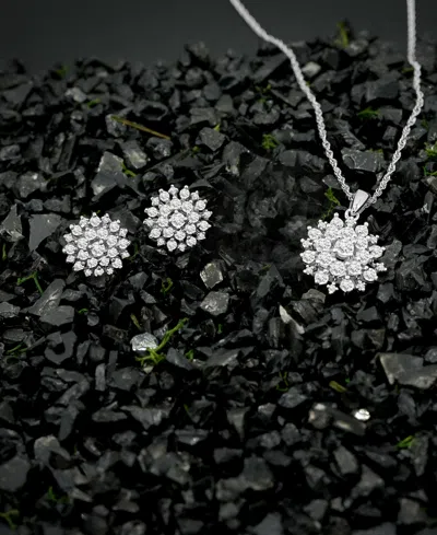 Wrapped In Love 2-pc. Set Diamond Cluster Pendant Necklace & Matching Stud Earrings (1 Ct. T.w.) In 14k White Gold, 
